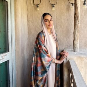 Multi-color Italian silk bisht with matching inner