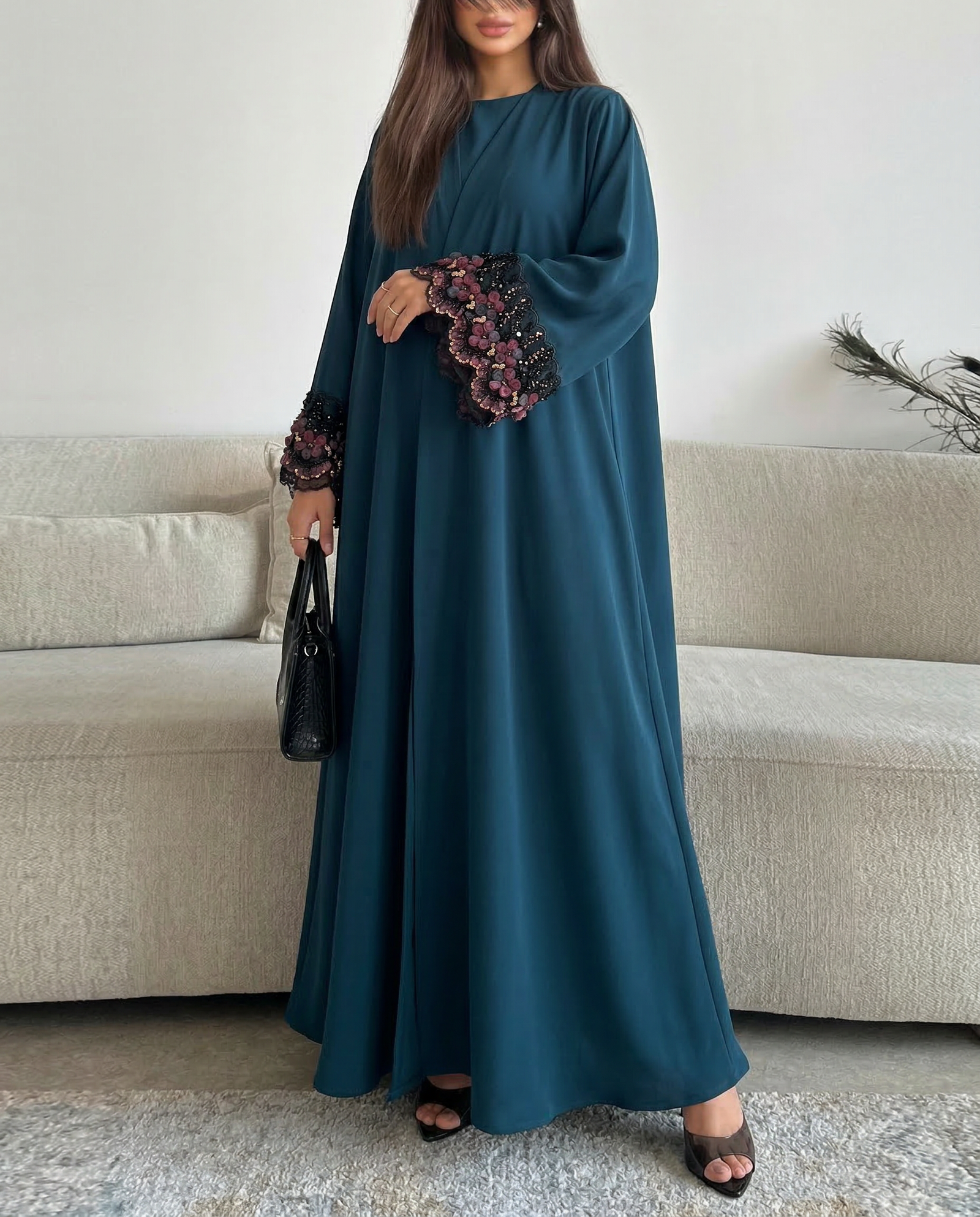 NOUF TEAL ABAYA - Image 2